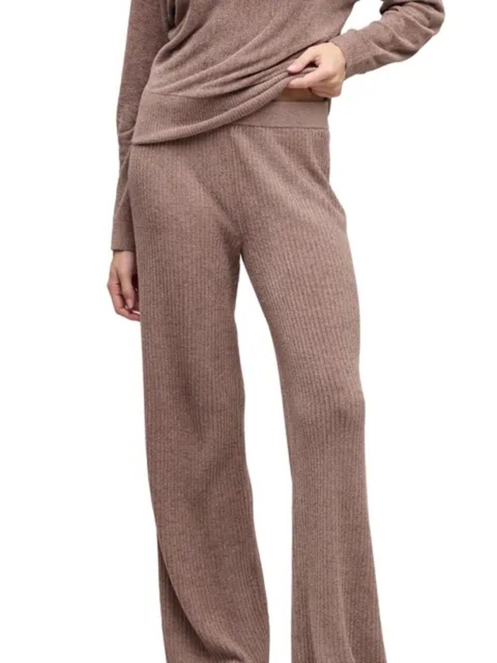 Barefoot Dreams Cozychic Ultra Lite Brown Ribbed Pull On Lounge Pants Size Small